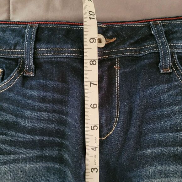 Fran Denim Jean Molly Shorts Womens 30 Blue Dark Wash Roll Up Stretchy Usa Made - Picture 4 of 7